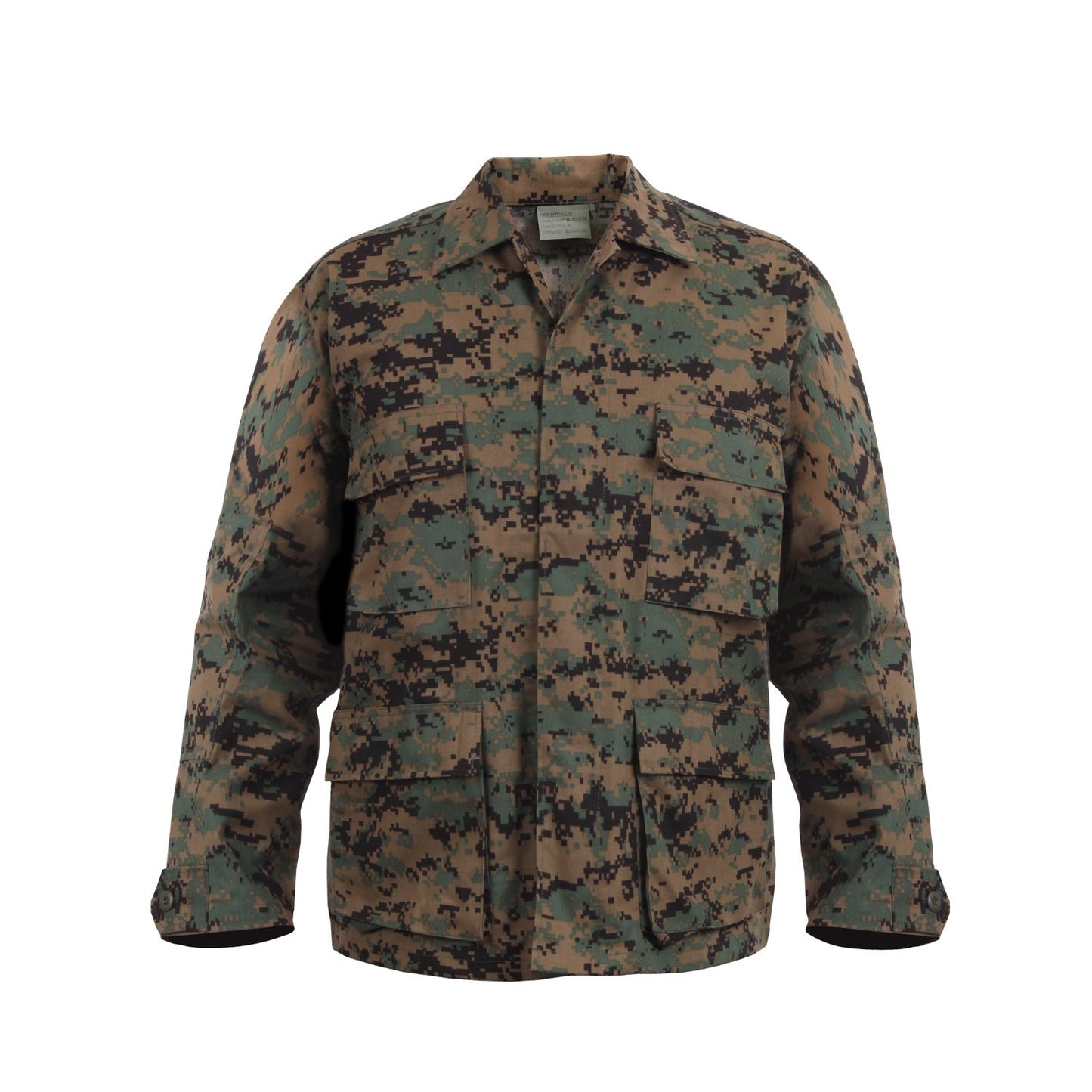 Rothco's B.D.U. Shirts feature a Poly/Cotton Twill material that is durable yet comfortable. The BDU Shirt Jacket offers maximum utility with four large button-down bellowed pockets and front button pocket with a secure flap closure and adjustable button tab cuff sleeves.