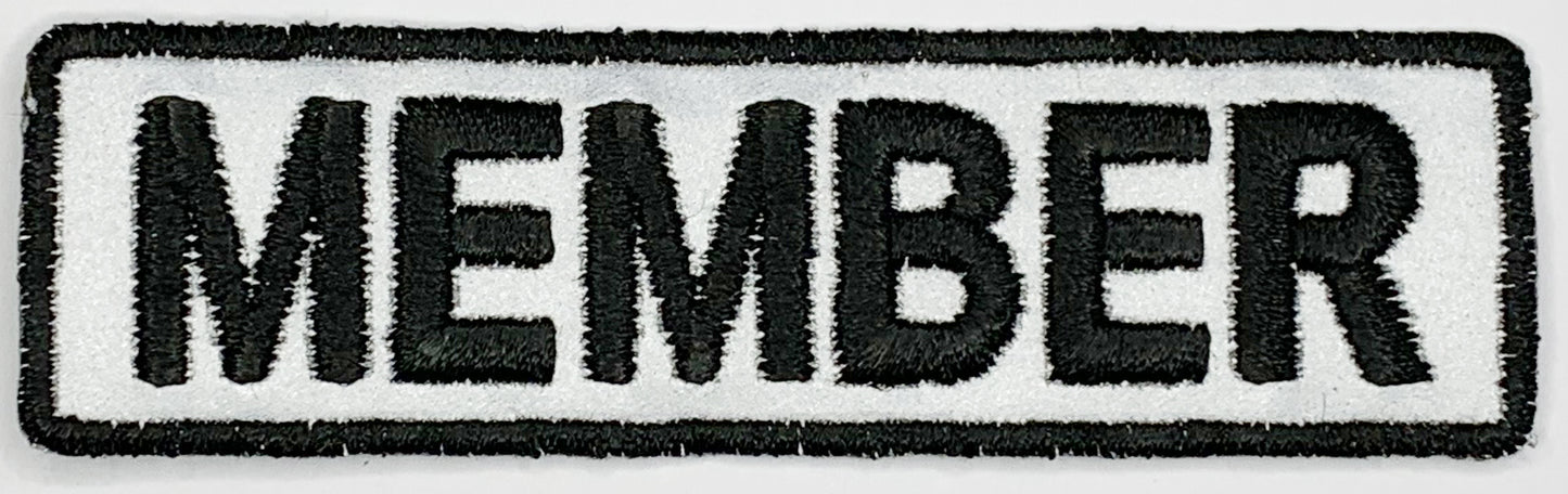 Member Iron On Patch. Great for attaching to your jackets, shirts, pants, jeans, hats. Size: 8.89x2.54cm