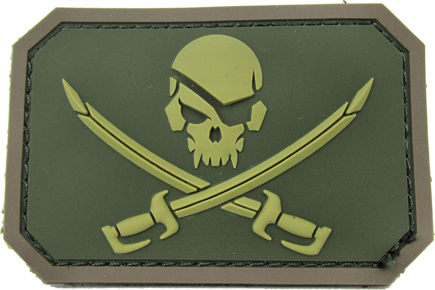 Pirate Skull PVC Patch, Velcro backed Badge. Great for attaching to your field gear, jackets, shirts, pants, jeans, hats or even create your own patch board. Size: 3x5cm