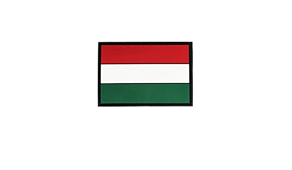 Hungary Flag PVC Patch, Velcro backed Badge. Great for attaching to your field gear, jackets, shirts, pants, jeans, hats or even create your own patch board. Size: 7.5x5cm