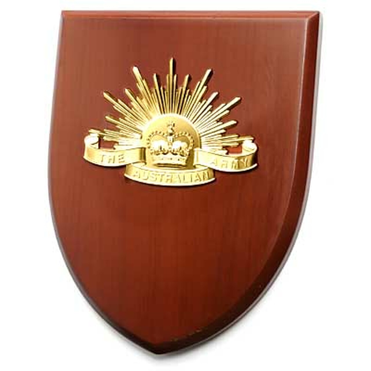 This beautiful plaque features a 100mm full colour enamel crest set on a 200x160mm timber finish shield. Presented in a stylish silver gift box with form cut insert this is the perfect gift or award for your next presentation. www.moralepatches.com.au