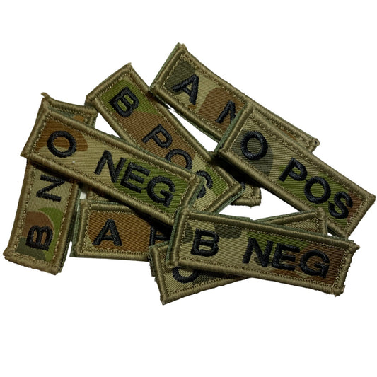 Blood Group Patch in various colours for a bit of variety.  We had the idea to come up with a range of different options as well.   Size is 7cm x 2.2cm www.moralepatches.com.au