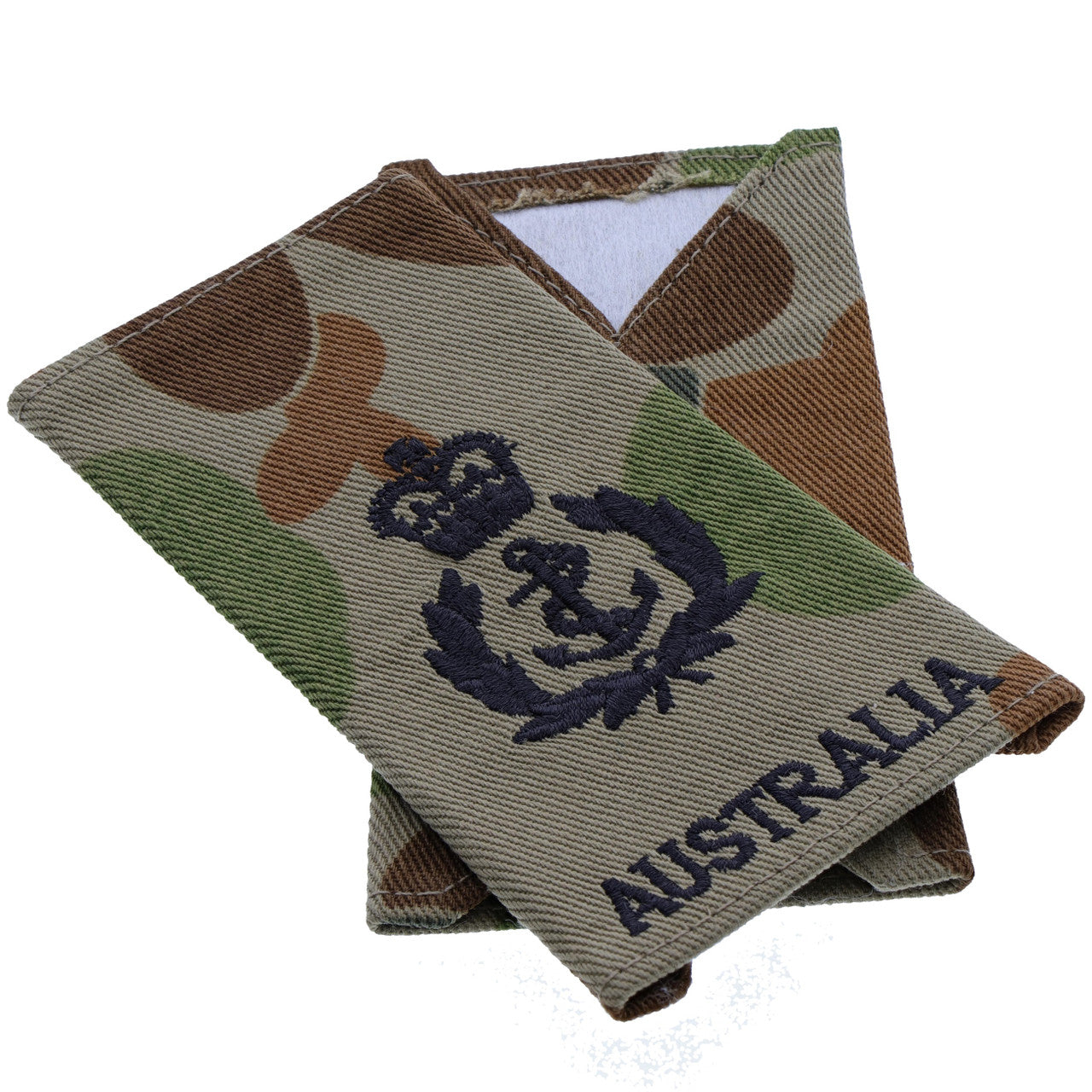 Order this quality Chief Petty Officer DPCU Soft Rank Insignia (auscam) with embroidered detailing this set of two is ready for wear. Order your set now. Specifications: Material: Soft rank insignia, fabric, raised embroidery Colour: DPCU, black Size: Standard