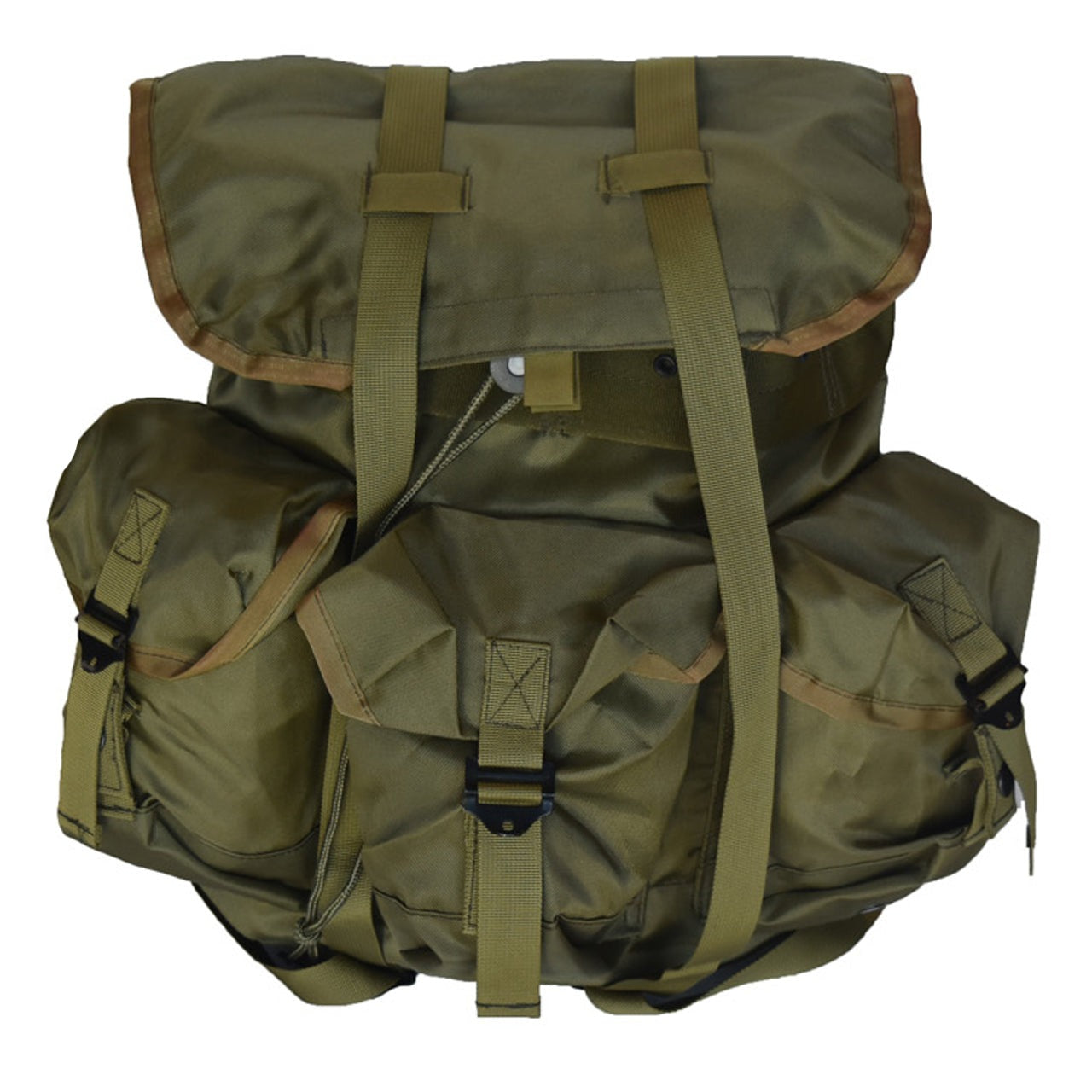 The mini ALICE pack is a great alternative to the original ALICE if you are looking for smaller pack with 3 outside pockets Colour: OD Green Material: Nylon Measurements: 35cm x 23 m x 17cm