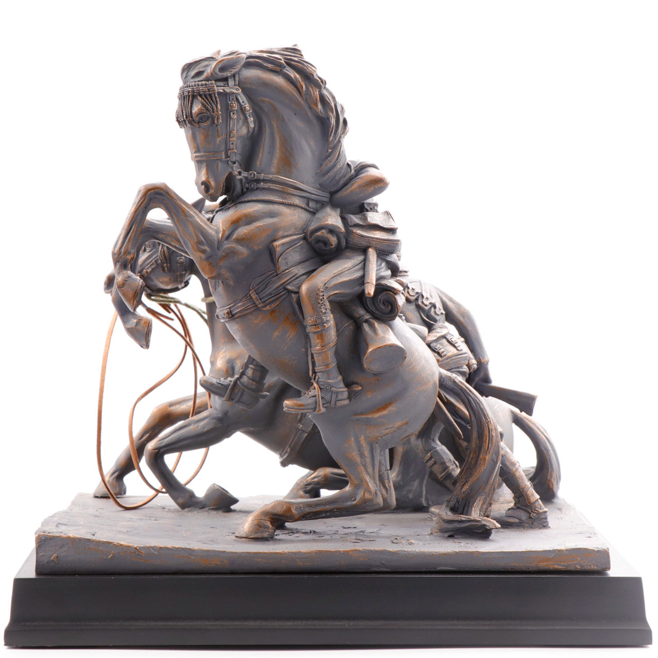 This limited edition cold cast bronze figurine honours the bonds of the Desert Mounted Corps of Australian and New Zealand soldiers who died in service or were killed in action in Egypt, Palestine and Syria during World War One. www.moralepatches.com.au
