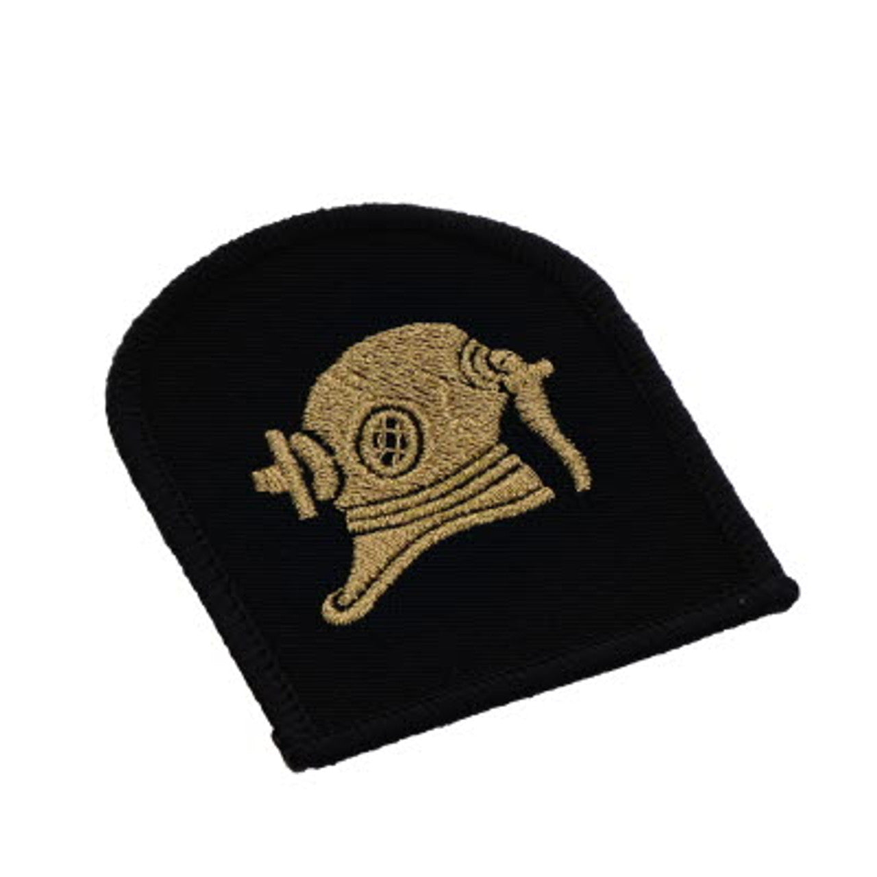 Perfectly sized, this Diver Helmet Badge has embroidered details ready for wear Specifications: Material: Embroidered details Colour: Black, gold Size: Small or large