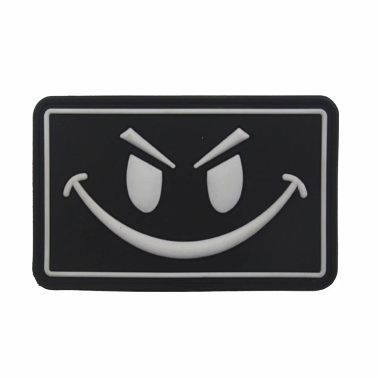 Big Evil Smiley PVC Patch Large, Velcro backed Badge. Great for attaching to your field gear, jackets, shirts, pants, jeans, hats or even create your own patch board. Size: 8x5cm www.moralepatches.com.au