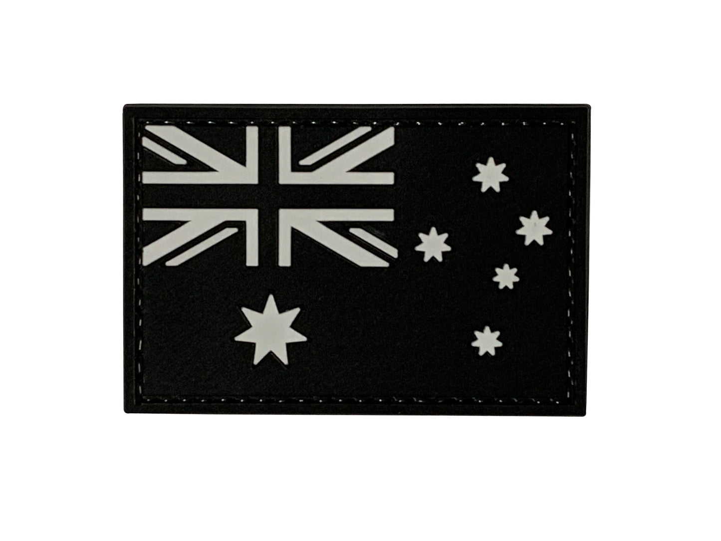 AUSTRALIAN FLAG PVC PATCH BLACK www.moralepatches.com.au