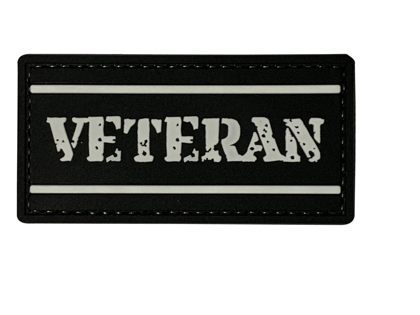Veteran PVC Patch BLACK, Velcro backed Badge. Great for attaching to your field gear, jackets, shirts, pants, jeans, hats or even create your own patch board. Size: 8X4cm