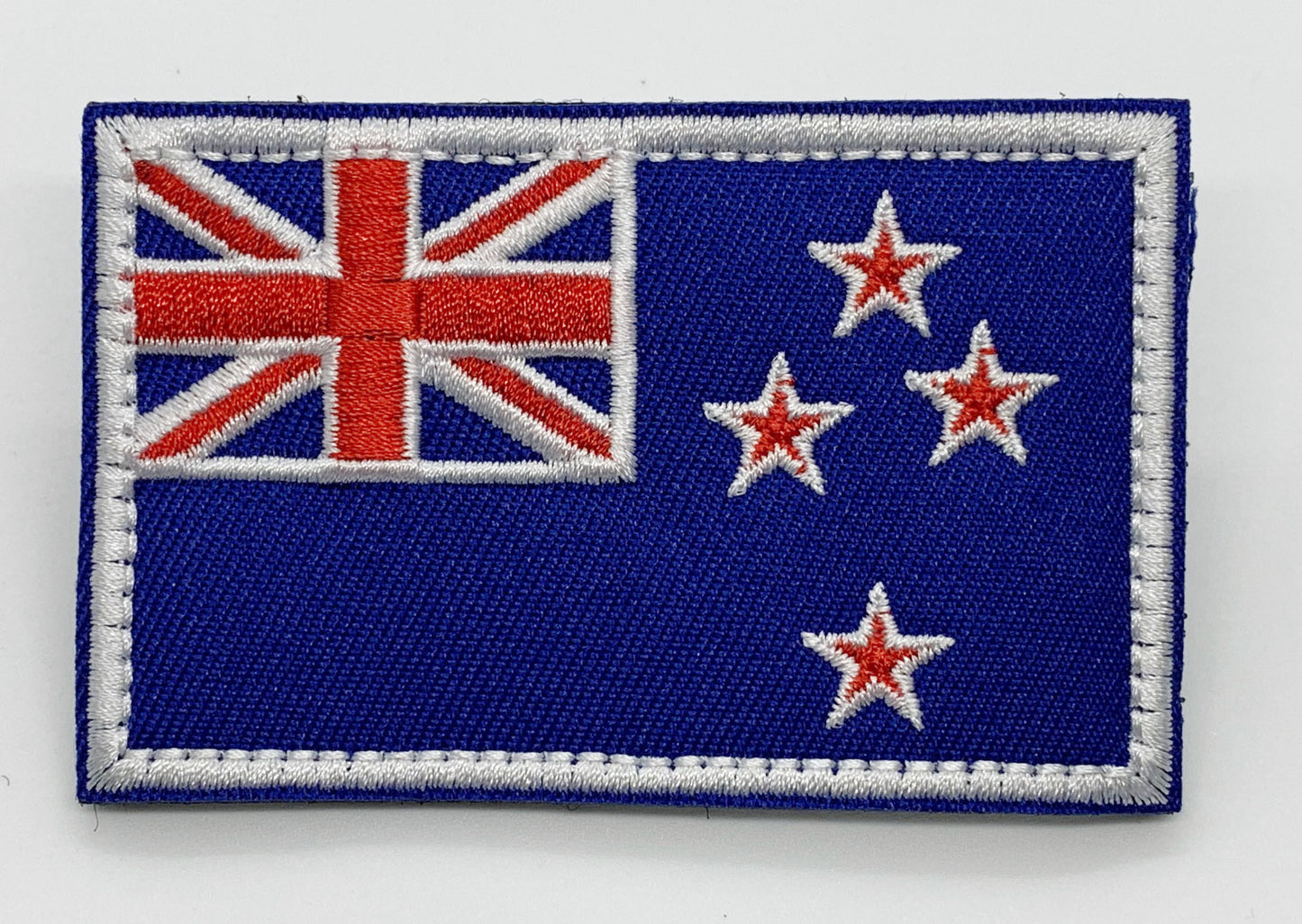 New Zealand White Border Flag Patch Hook & Loop. Size: 8x5cm