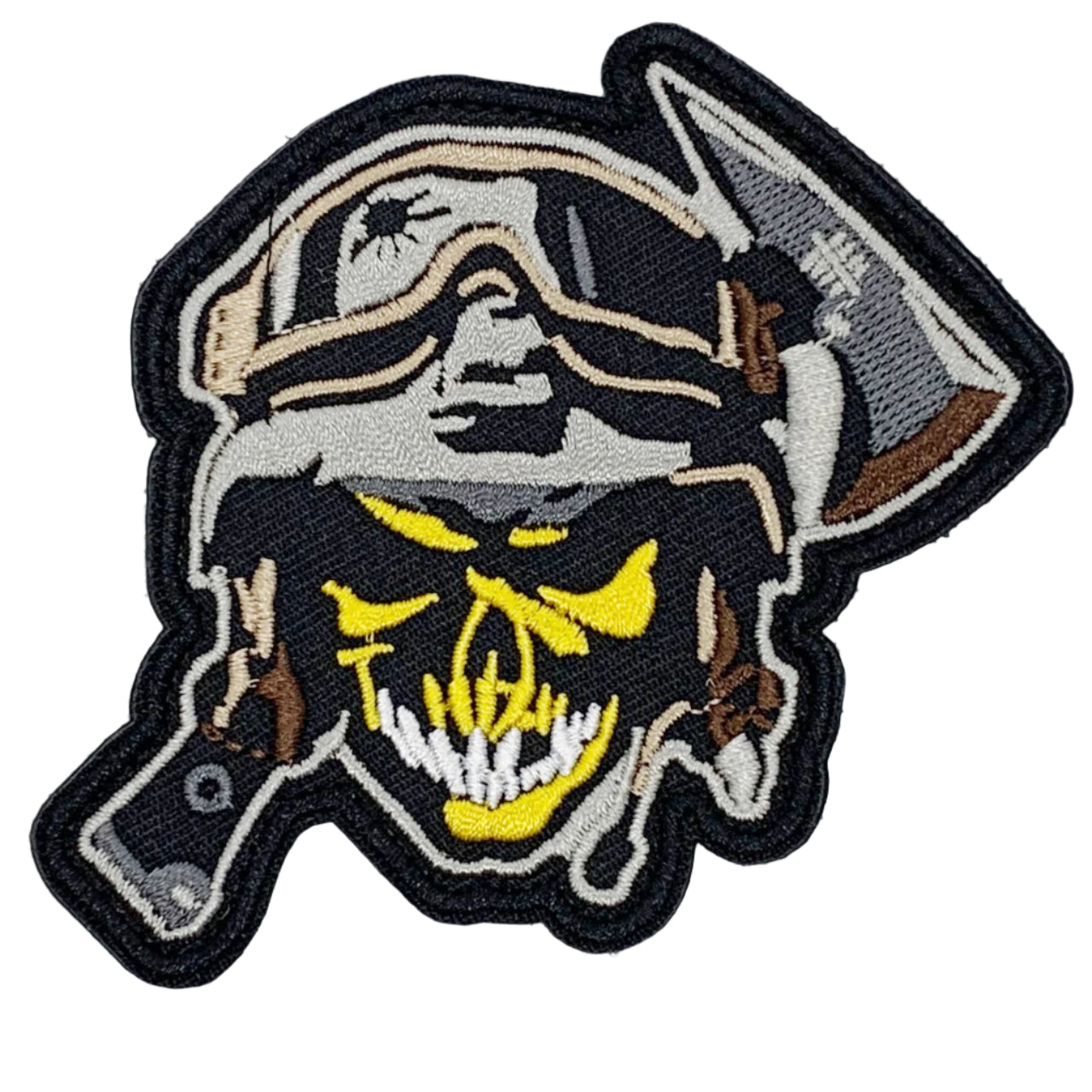 Warmonger Skull Patch Hook & Loop. Size: 9x9cm HOOK AND LOOP BACKED PATCH(BOTH PROVIDED) www.moralepatches.com.au