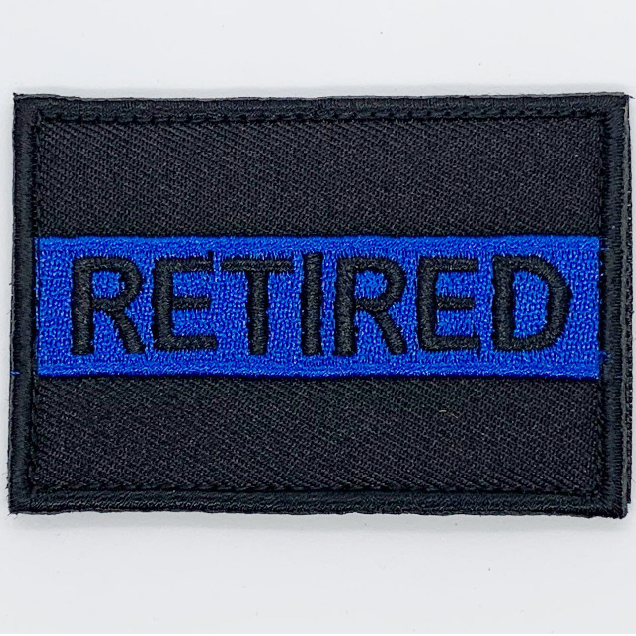 Retired Thin Blue Line Patch Hook & Loop. Size: 8x5cm HOOK AND LOOP BACKED PATCH(BOTH PROVIDED)