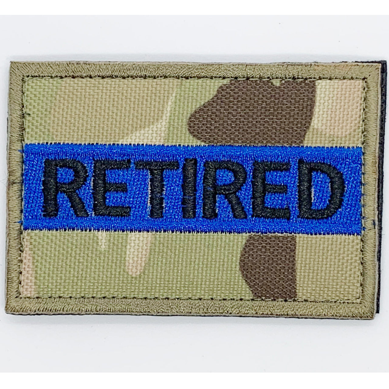 Retired Thin Blue Line Multicam Patch Hook & Loop. Size: 8x5cm HOOK AND LOOP BACKED PATCH(BOTH PROVIDED)