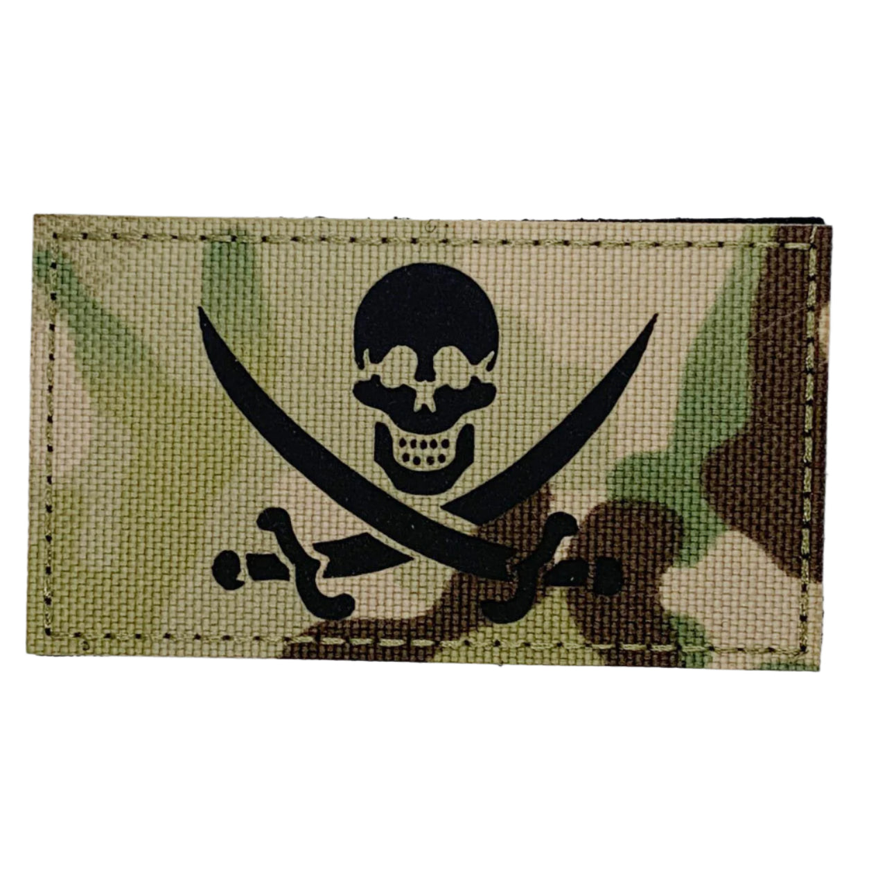 Pirate Laser Cut Multicam Patch Hook & Loop. Size: 9x5cm HOOK AND LOOP BACKED PATCH(BOTH PROVIDED)
