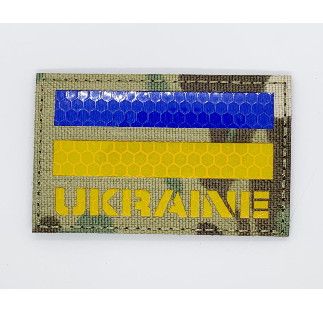 Ukraine Reflective Laser Cut Multicam Patch Hook & Loop. Size: 8x5cm HOOK AND LOOP BACKED PATCH(BOTH PROVIDED)