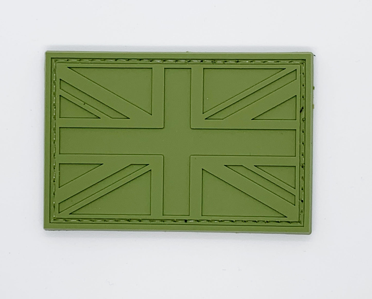 UK Flag with Carved Version PVC Patch All OD Green, Velcro backed Badge. Great for attaching to your field gear, jackets, shirts, pants, jeans, hats or even create your own patch board. Size: 7.5x5cm