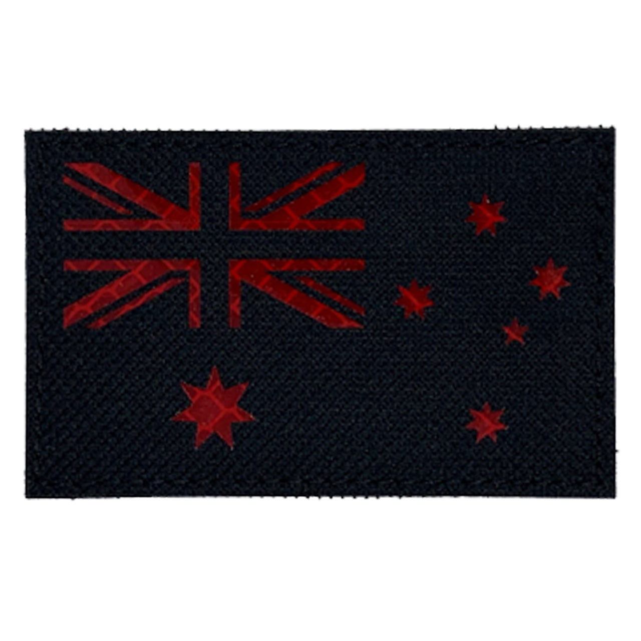 Australian Flag Reflective Laser Cut Patch Hook & Loop Red by www.moralepatches.com.au