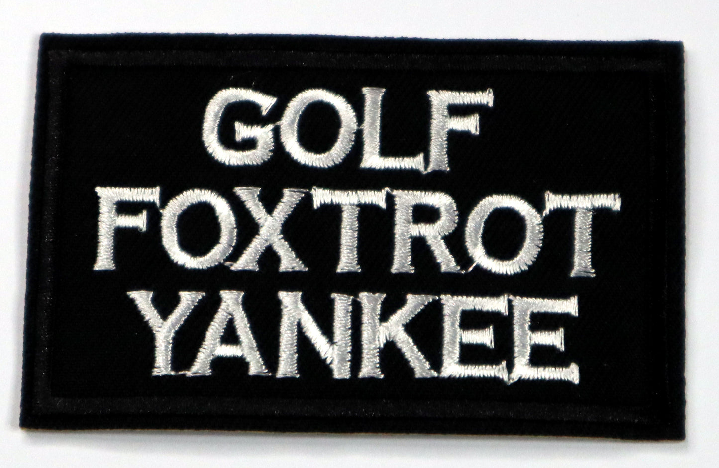 Golf Foxtrot Yankee Iron On Patch. Great for attaching to your jackets, shirts, pants, jeans, hats. Size: 7.8x5cm
