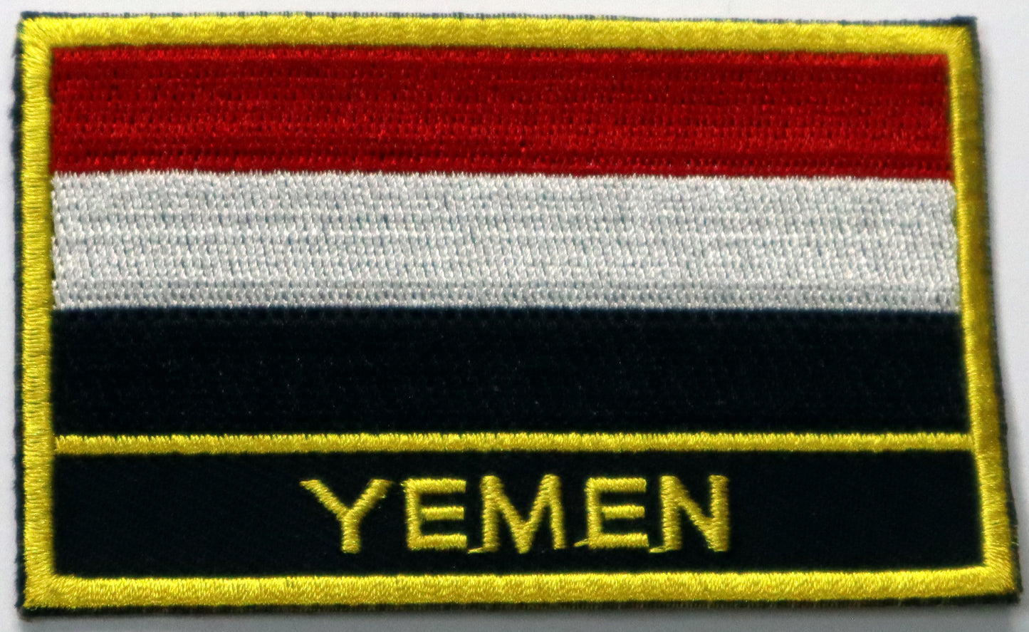 Yemen Flag Iron On Patch. Great for attaching to your jackets, shirts, pants, jeans, hats. Size: 8x5cm