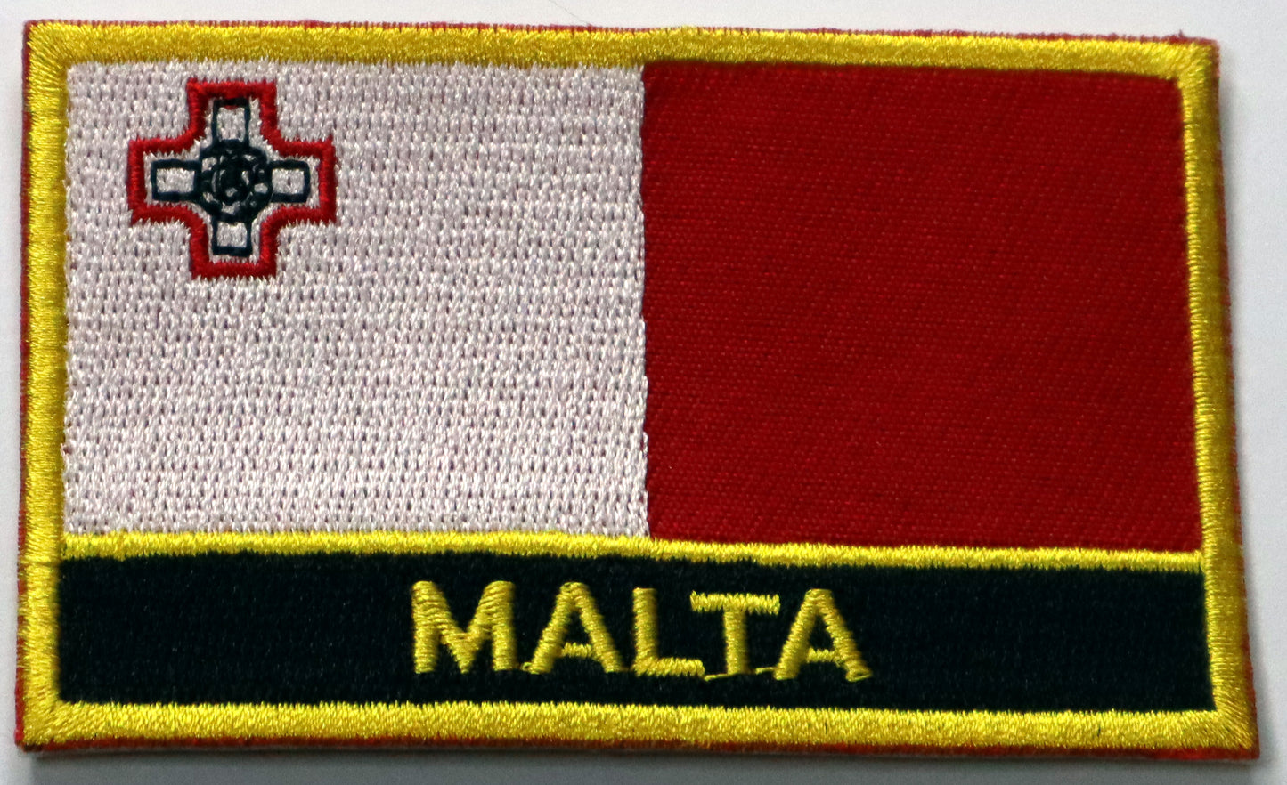 Malta Flag Iron On Patch. Great for attaching to your jackets, shirts, pants, jeans, hats. Size: 8x5cm