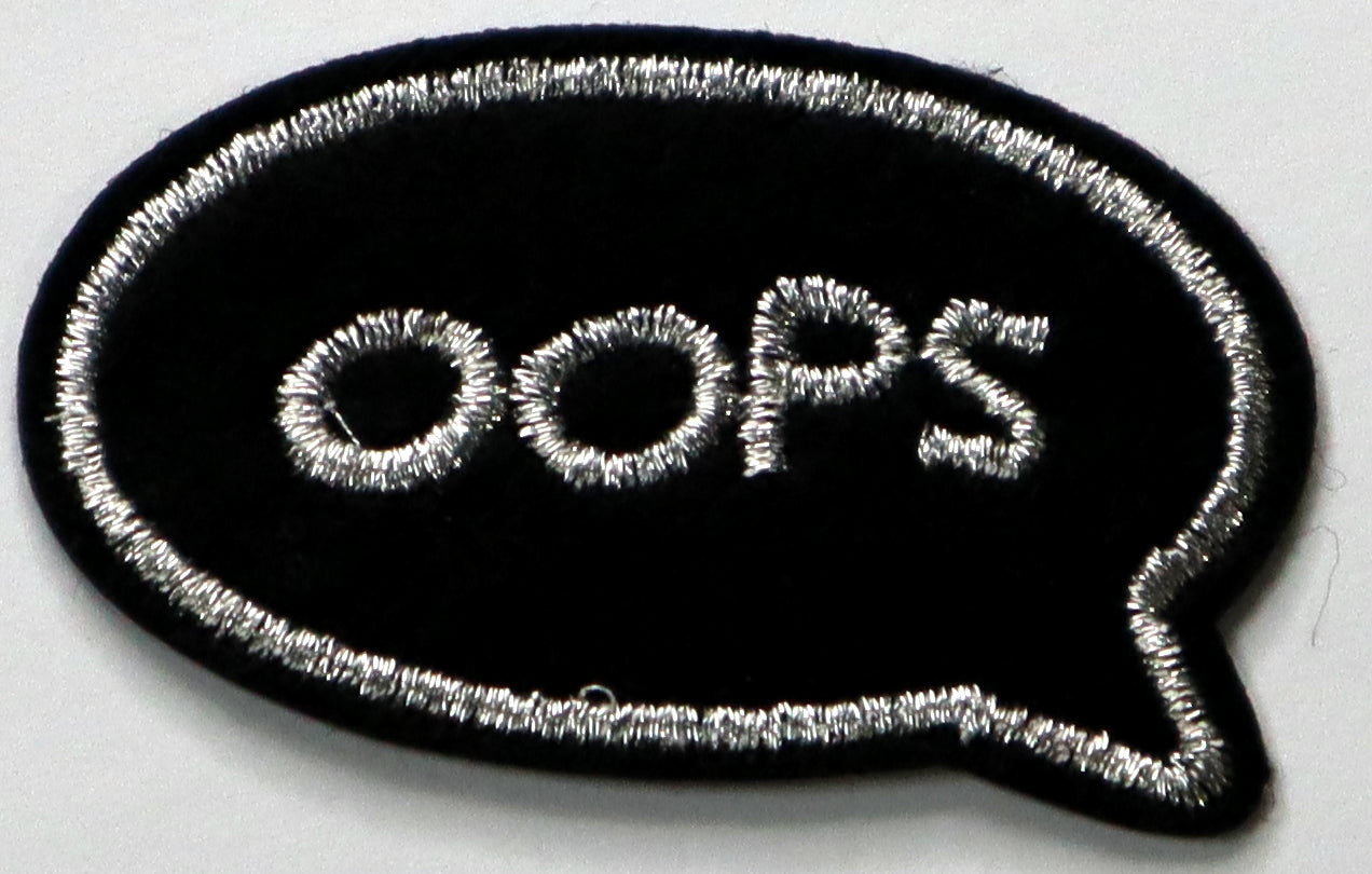Oops Iron On Patch. Great for attaching to your jackets, shirts, pants, jeans, hats. Size: 5.5x3.5cm