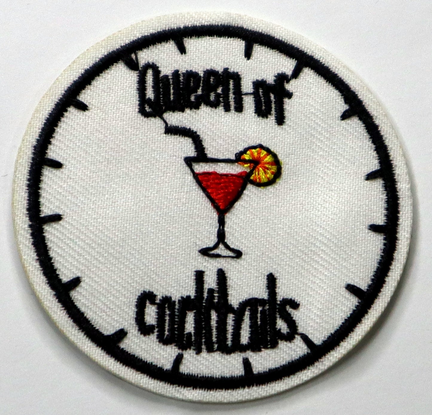 Queen of cocktails Iron On Patch. Great for attaching to your jackets, shirts, pants, jeans, hats. Size: 6.5cm
