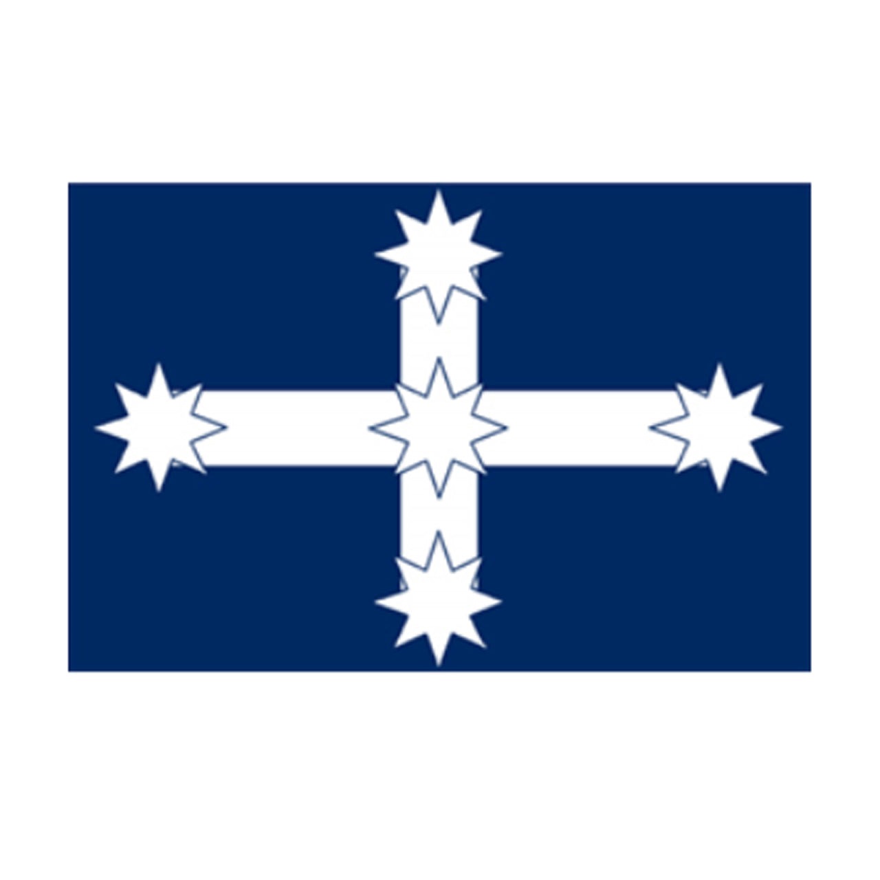 The Eureka flag, flown by the miners at the Eureka stockade features a white cross with stars at each end on a blue background. The original flag was supposedly made from the woollen and cotton petticoats of the miners wives and is still viewable today, although only two thirds of the original flag remain. 100% 68D Polyester 150cm x 90cm www.moralepatches.com.au
