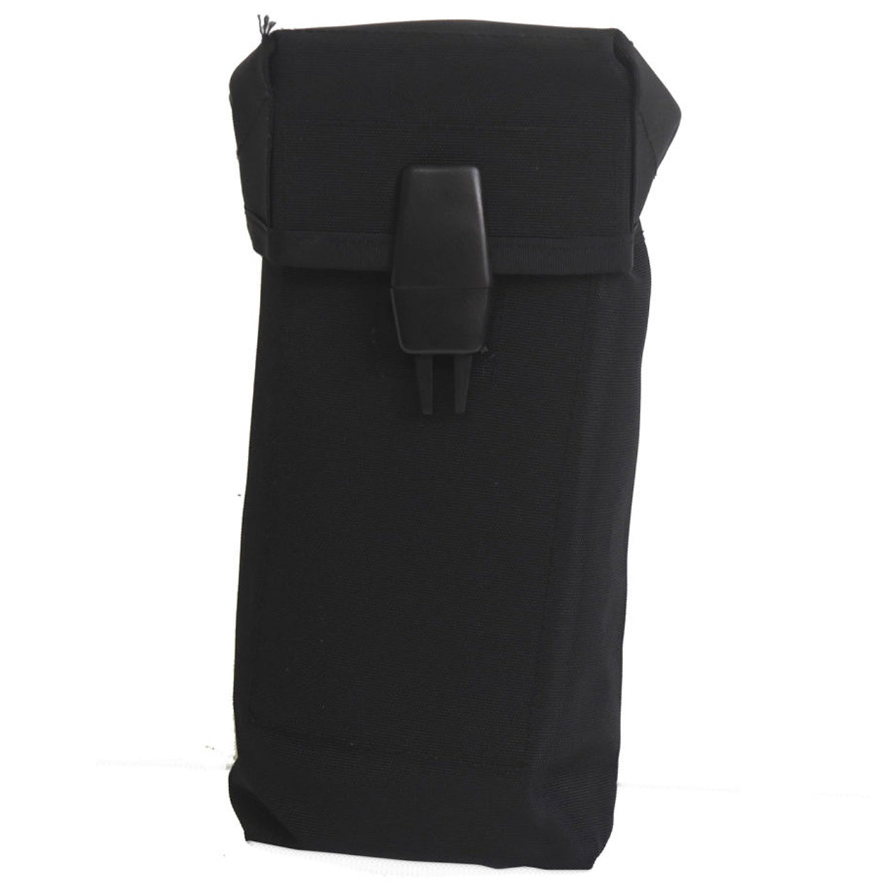 Larger ALICE. pouch with easy open clip closure. The pouch has clips for attaching to a belt or pack. Material: Nylon Measurements: 25 x 11 x 8cm. Colour: Black www.moralepatches.com.au