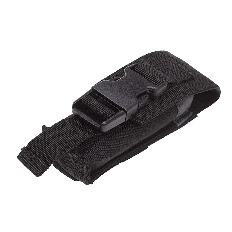 Practical small pouch for knives, Multi tools, flashlights etc. Flap locked with quick-release buckle; Can be carried on a belt or MOLLE system; Specifications: Measurements: 10 x 4 x 2cm Weight: 45g fabric: Cordura 1000 den Colours: Multicam, Black, Olive