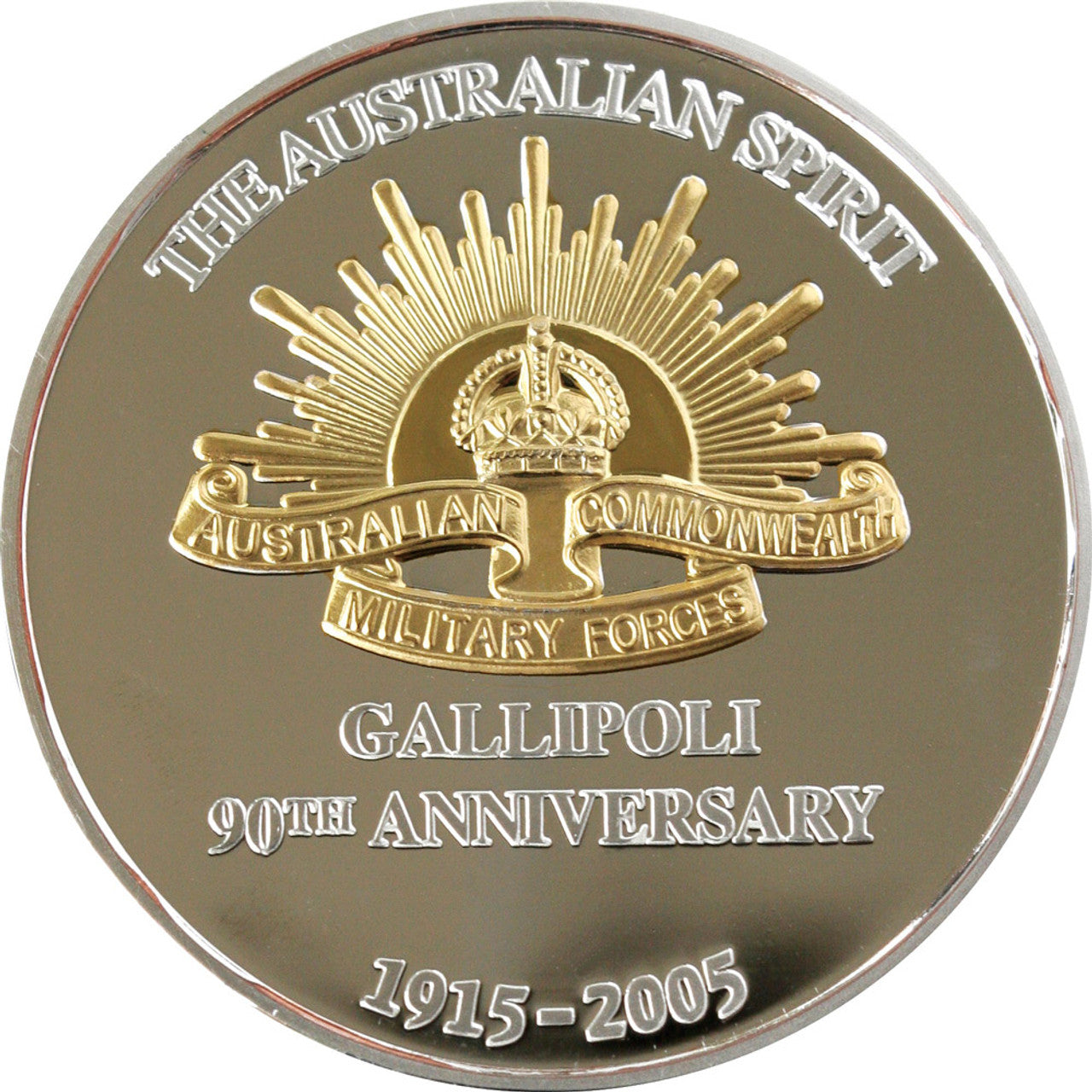 The Stunning Sands of Gallipoli 2005 release Leaving Australia Limited Edition Medallion. As the first troops of the newly formed Australian Imperial Force set sail for war on November 1st 1914 they did so with a selfless instinct to help "the Mother country". www.moralepatches.com.au