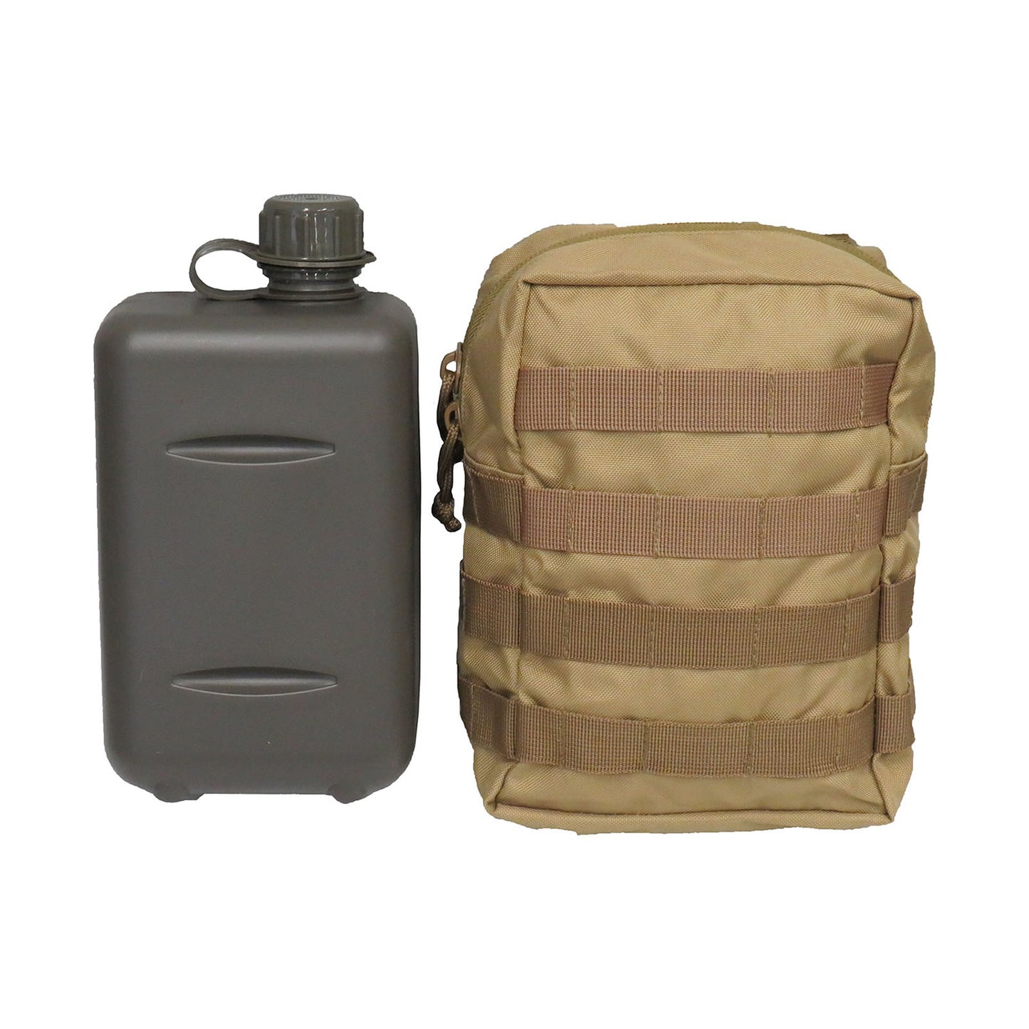 Heavy duty 900D double PU coated fabric Mesh eyelet drainage holes Nylon webbing Non rust copper press studs Fully MOLLE compatible Water bottle with Pouch