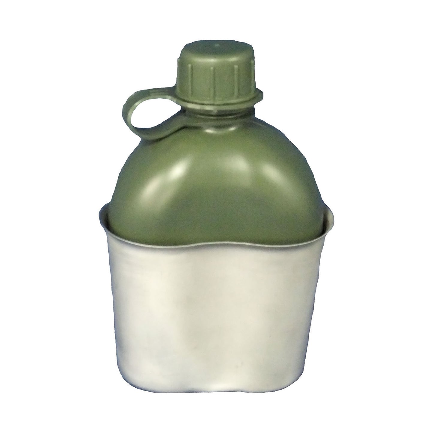 Combination of kidney cup & 1lt military canteen with an o-ring for greater seal and longevity of your drink bottle Canteen is tested and certified BPA free Kidney cup is 800ml capacity and is made of heavy gauge stainless steel with a folding butterfly handle