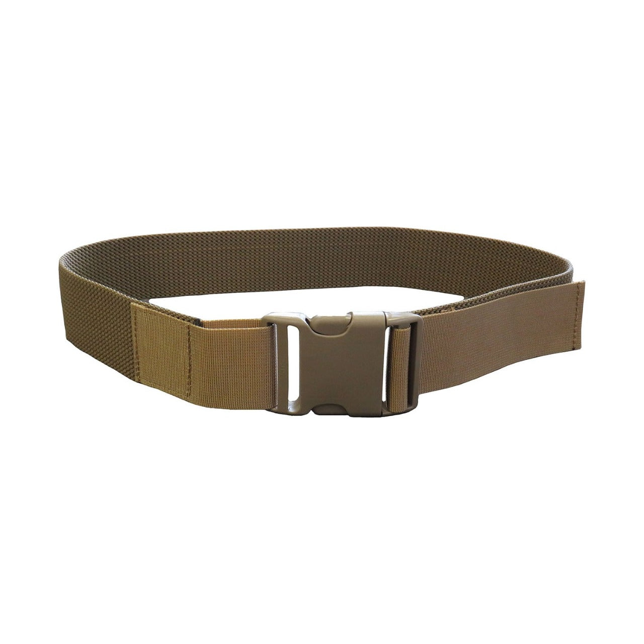 The Khaki military belt is a nylon webbing belt featuring a duraflex clip lock and adjustable waist band Small: 28+6" Medium: 32+6" Large: 38+6"