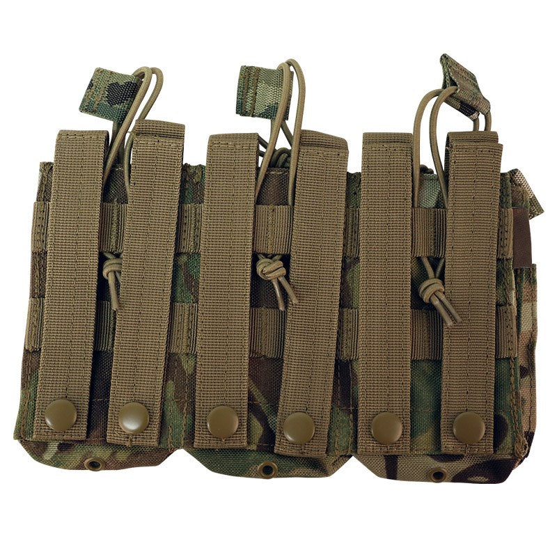 The Valhalla Triple Stacker Mag Pouch is effective and easy system to carry your magazines. It does this by utilizing an open-top design with elastic bungee cords with easy pull tabs to hold the mags in place. The Valhalla Triple Stacker Mag Pouch has been made to function with a variety of different types of magazines within mind. Valhalla Triple Stacker Mag Pouch is MOLLE compatible and includes snap fastening on straps to help secure the pouch to a MOLLE webbing system. www.moralepatches.com.au