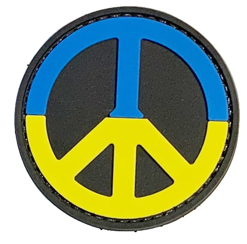 Ukraine Peace PVC Patch, Velcro backed Badge. Great for attaching to your field gear, jackets, shirts, pants, jeans, hats or even create your own patch board. Size: 6cm