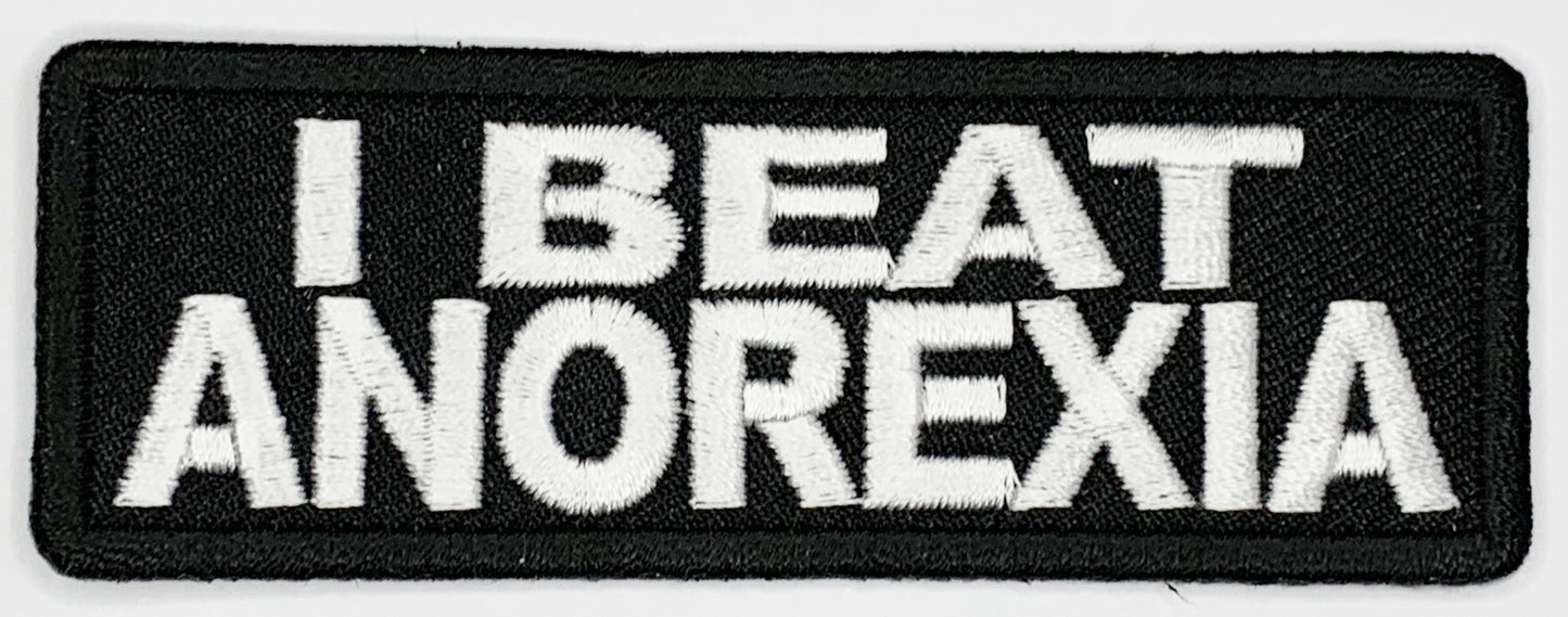 I beat anorexia Iron On Patch. Great for attaching to your jackets, shirts, pants, jeans, hats. Size: 8.89x3.17cm