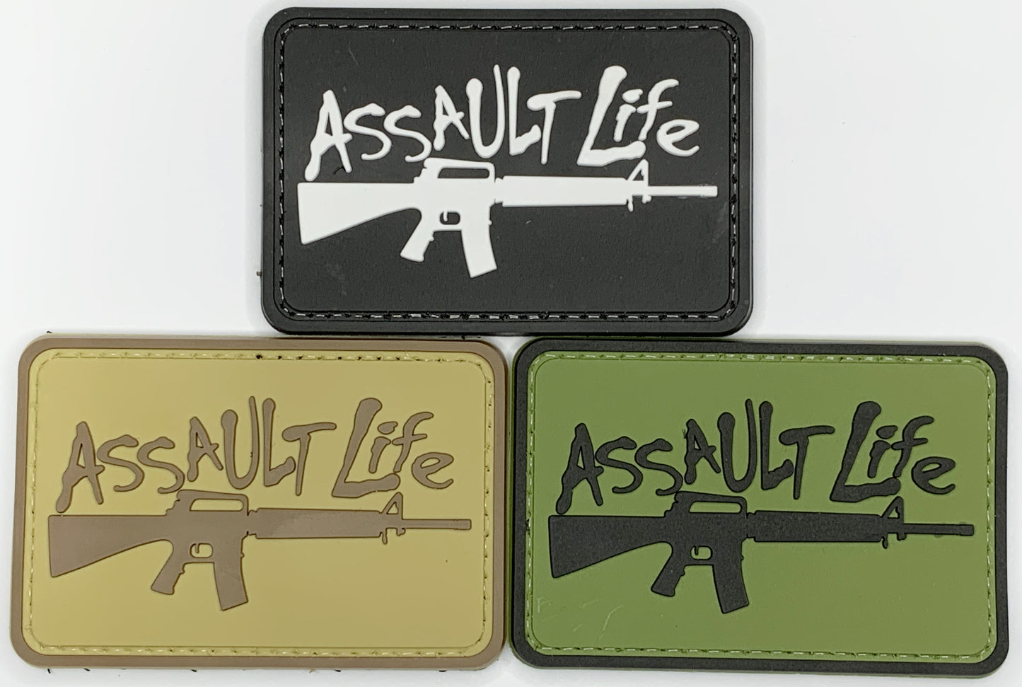 Assault Life PVC Patch, Velcro backed Badge. Great for attaching to your field gear, jackets, shirts, pants, jeans, hats or even create your own patch board. Size: 7.5x5cm