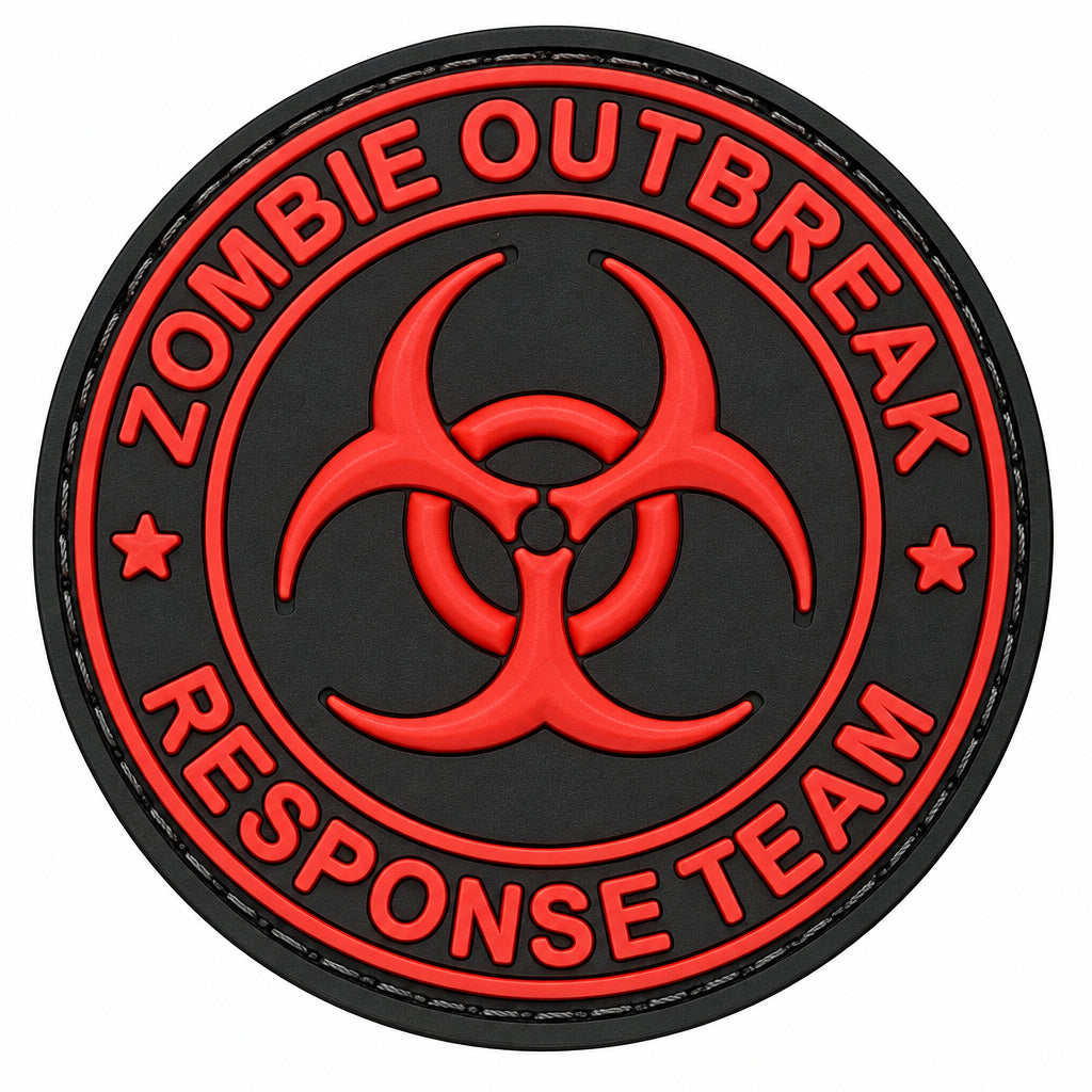 Zombie Outbreak Response Team Biohazard PVC Patch All Red, Velcro backed Badge. Great for attaching to your field gear, jackets, shirts, pants, jeans, hats or even create your own patch board. Size: 6cm moralepatches.com.au