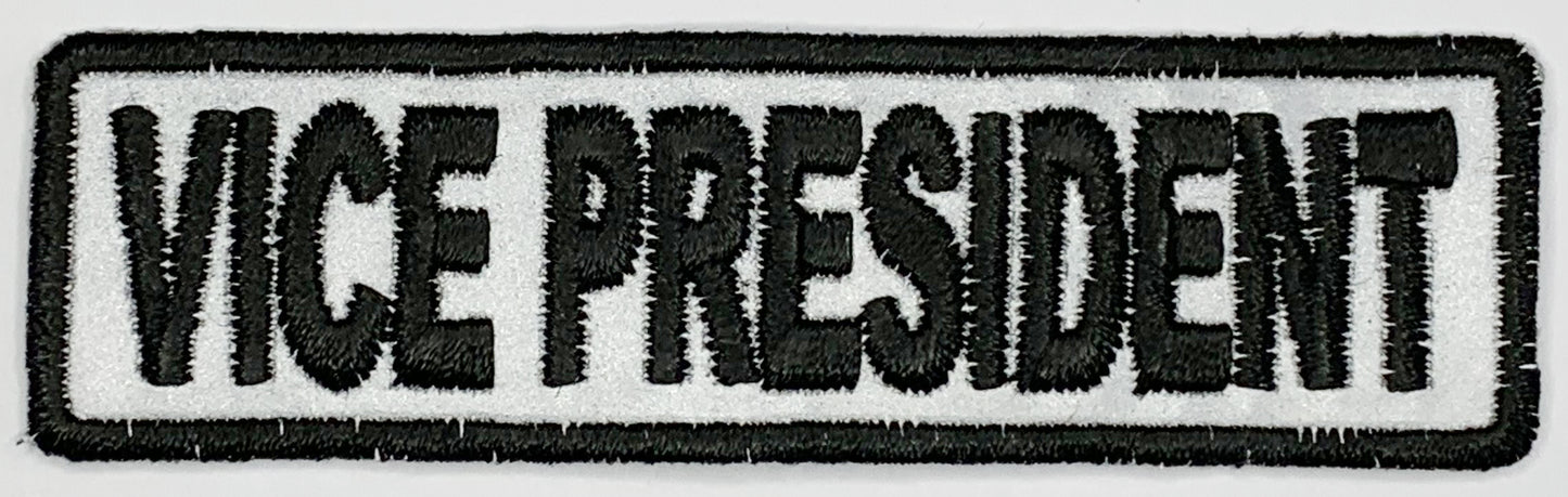 Vice President Iron On Patch Reflective. Great for attaching to your jackets, shirts, pants, jeans, hats. Size: 8.9x2.54cm