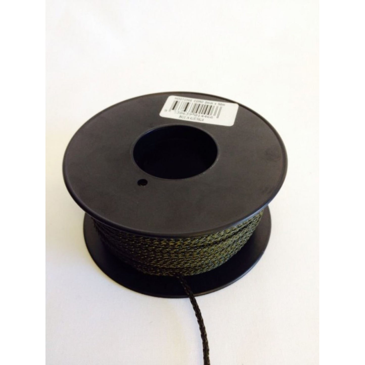 50 meter roll of all purpose hoochie cord 8 strand 2.5mm inner cord nylon 2.5mm diameter 1000N breaking strength Do not use for climbing www.moralepatches.com.au