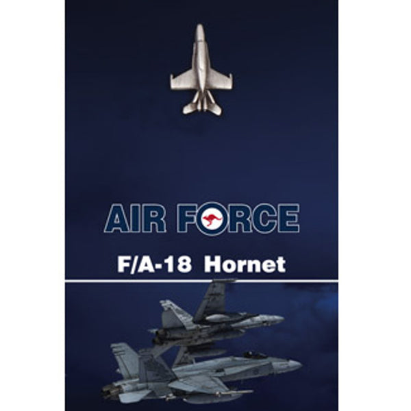 Get the quality F/A-18 Hornet Lapel Pin today. This 25mm nickel-plated lapel pin is a masterful 3D lapel pin, with a butterfly clasp on the back and comes on a presentation card. Own this fantastic lapel pin today. Specifications: Material: Nickel-plated Colour: Silver Size: 25mm