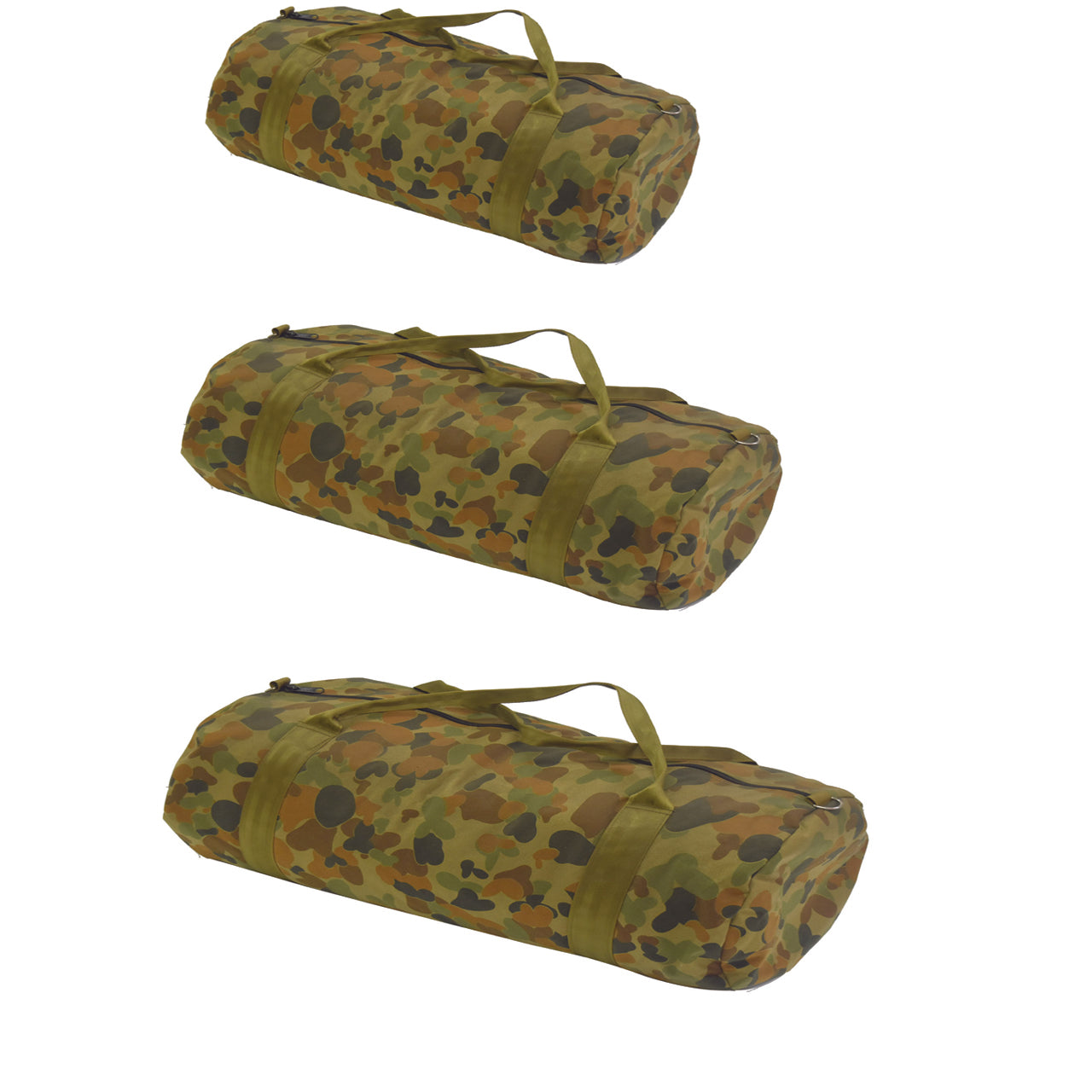 Duffle Bag Colour: AUSCAM Material: 1000d Nylon 18 Inch Measurements: 45 x 30 cm 28 Inch Measurements: 71 x 30 cm 36 Inch Measurements: 90cm x 30 cm