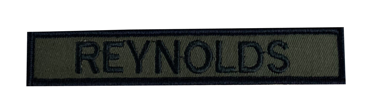 Embroidered Personalised Name Tag in Olive