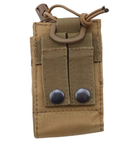 Defence Q Store MOLLE 600D Nylon Radio Pouch is the perfect add on to your field equipment. Can also be used as a magazine pouch on vests. Height: 9.5cm Width: 7cm Depth: 5cm