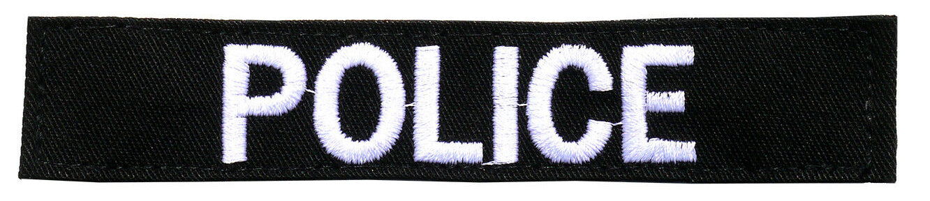 Name tag in black material, size is 2.5cm x 15cm, lettering is 1.5cm in height. All embroidery is done in upper case letters only as a FYI. These are great for cadets, police and other public service departments. Don't forget you can even add the velcro backing and use them on your field gear or even dog vests. Made on the Gold Coast, please support Australian made www.moralepatches.com.au
