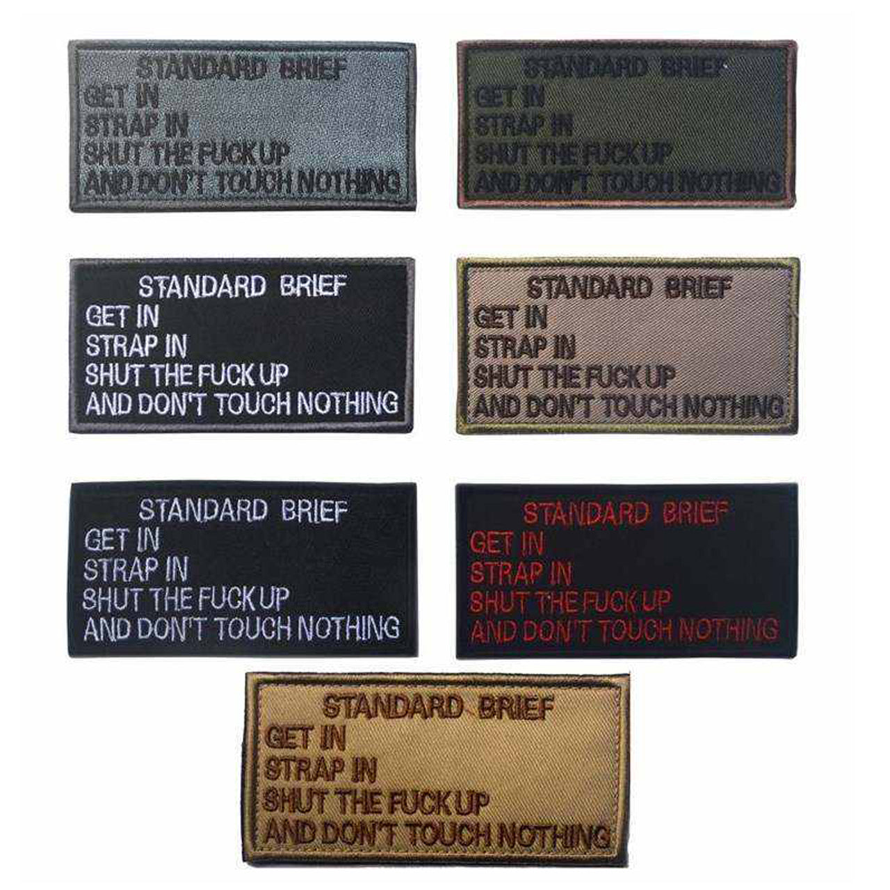 Standard Brief Patch Hook & Loop. x7 Different Styles Size: 10x5cm HOOK AND LOOP BACKED PATCH(BOTH PROVIDED) www.moralepatches.com.au