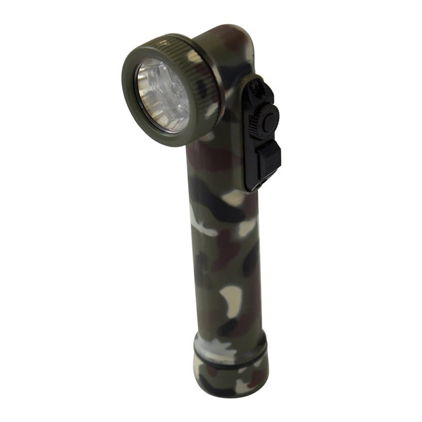 This army style torch is designed for those who serve The angle torch head eliminates the need for removable lenses and comes with 4 coloured LED bulbs Simply rotate the head and choose the colour option to complete tasks in low light situations