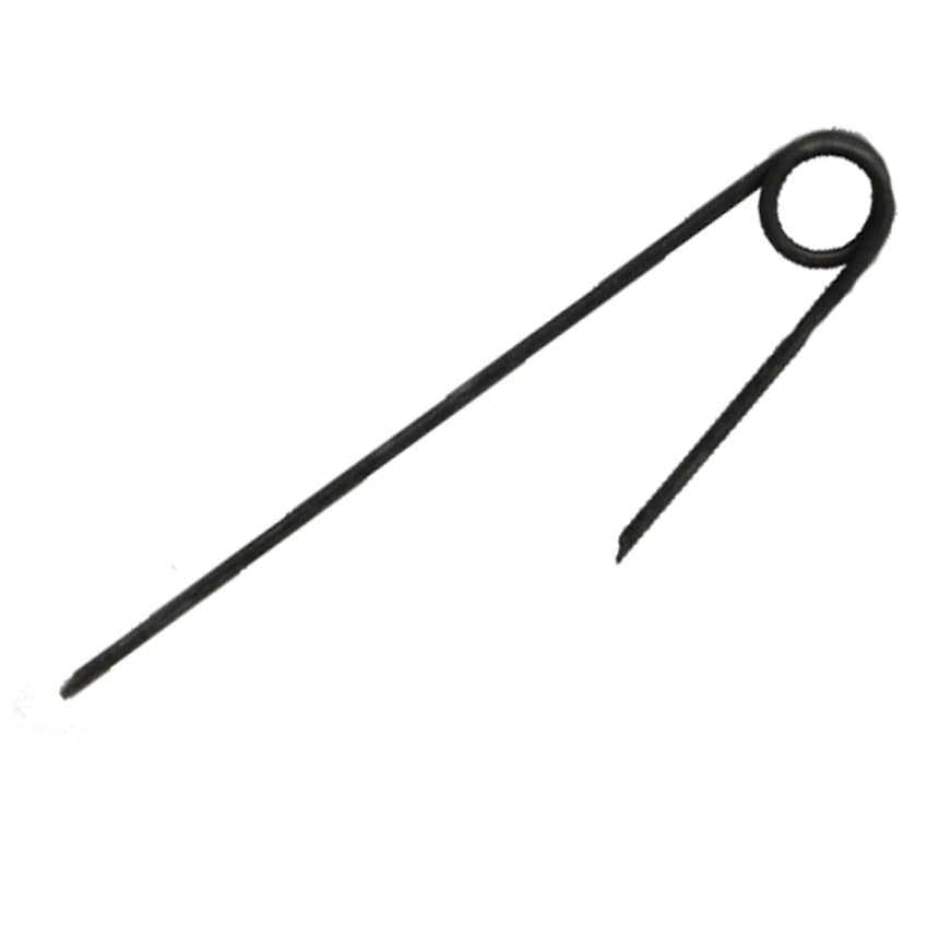 Original Australian Army Hoochie Tent Pegs Spring Steel with a securing loop at the top. Measurement: 25 cm long Sold: each