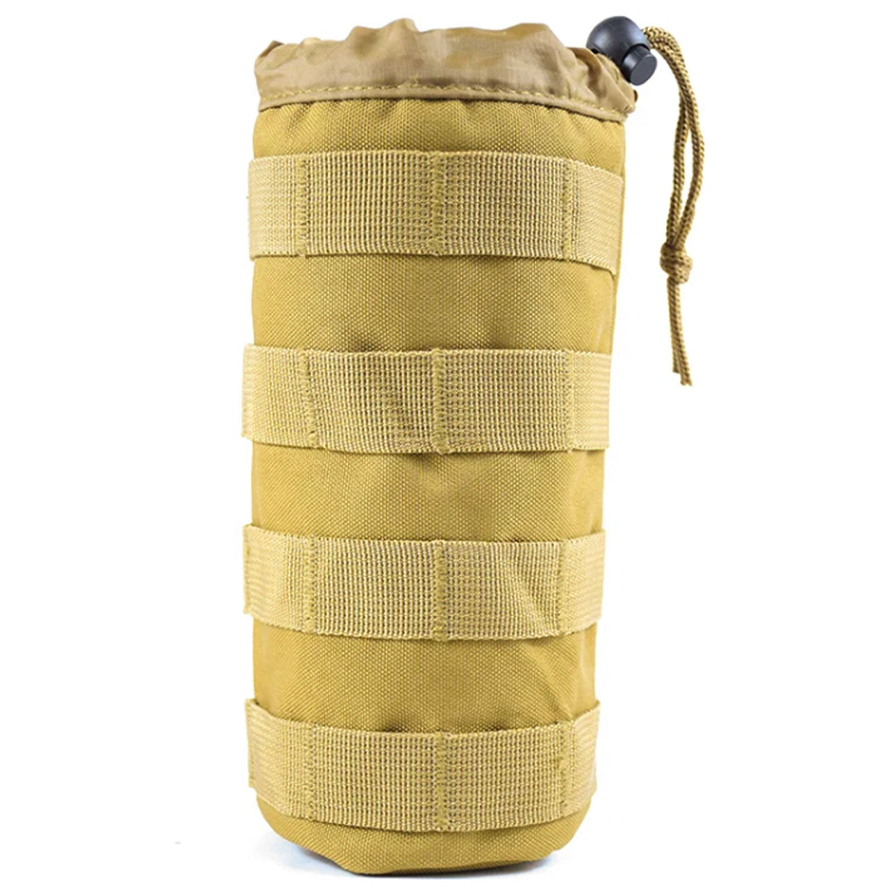 MOLLE water bottle holder to use with the molle attachment webbing that is used on a lot of our equipment. Constructed of canvas and nylon webbing (and hook and loop tape to tighten the top). Molle Design, easily connect to molle webbing, bags etc. Dimensions: approx. 9cm wide x 22cm high Coyote colour, darker than the images www.moralepatches.com.au