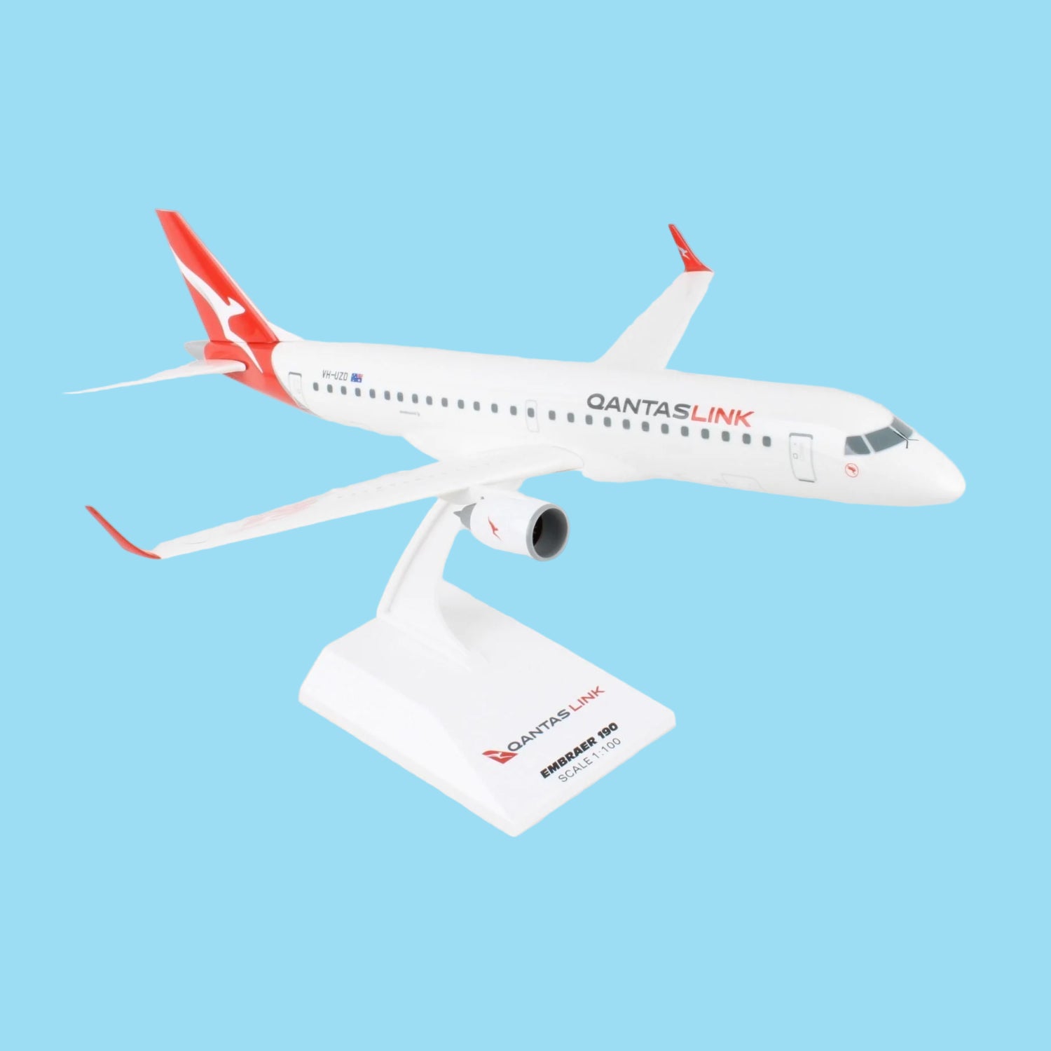 Showcase Qantas's modern regional fleet with this impressive 1/100 scale E190 from Skymarks, featuring the iconic Qantas livery. This expertly crafted collectible captures the efficiency and elegance of the Brazilian-built regional jet that connects Australia's cities with style and reliability.  www.moralepatches.com.au